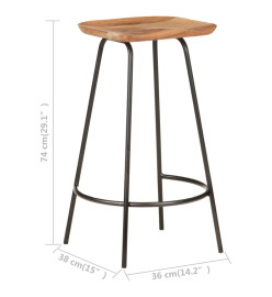 Tabourets de bar lot de 2 bois d'acacia solide