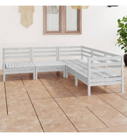 Salon de jardin 5 pcs Bois de pin massif Blanc
