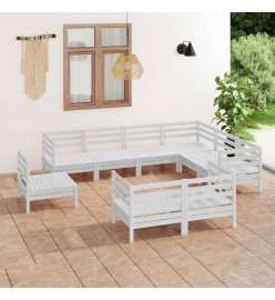 Salon de jardin 9 pcs Bois de pin massif Blanc