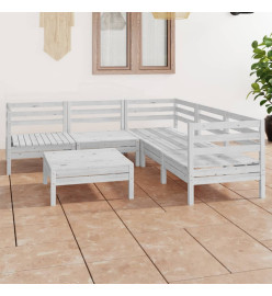 Salon de jardin 6 pcs Bois de pin massif Blanc