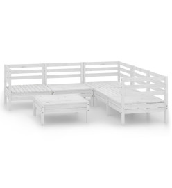 Salon de jardin 6 pcs Bois de pin massif Blanc