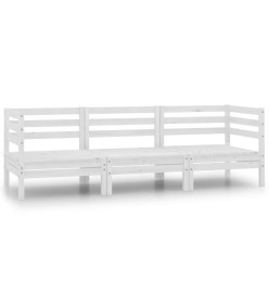 Salon de jardin 3 pcs Bois de pin massif Blanc