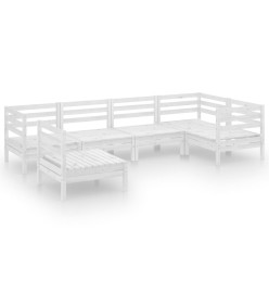 Salon de jardin 6 pcs Bois de pin massif Blanc