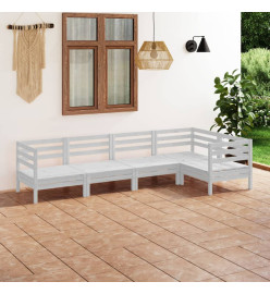 Salon de jardin 5 pcs Bois de pin massif Blanc