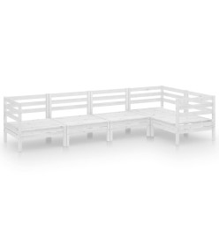 Salon de jardin 5 pcs Bois de pin massif Blanc