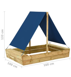 Bac à sable avec toit 160x100x133 cm Bois de pin imprégné