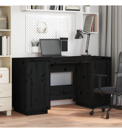 Bureau noir 140x50x75 cm bois massif de pin