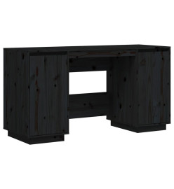 Bureau noir 140x50x75 cm bois massif de pin