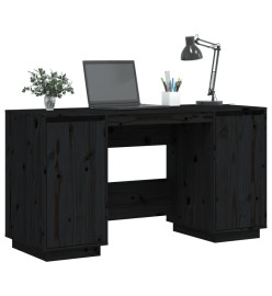 Bureau noir 140x50x75 cm bois massif de pin