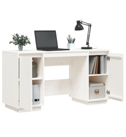 Bureau blanc 140x50x75 cm bois massif de pin