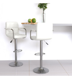 Tabourets de bar lot de 2 blanc similicuir