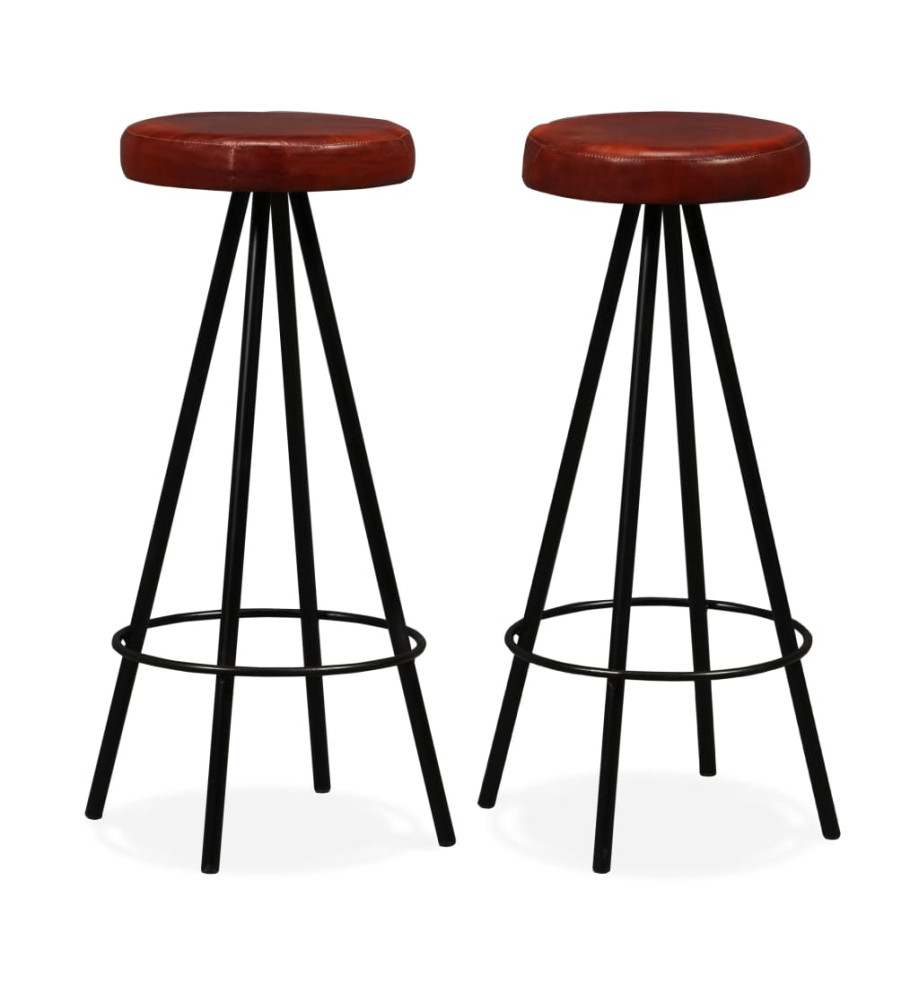 Tabourets de bar lot de 2 cuir véritable