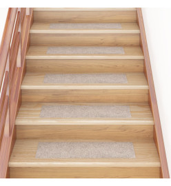 Tapis d'escalier autocollants Rectangulaire 15pcs 76x20cm Crème