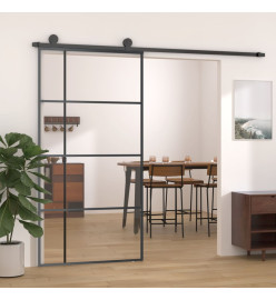 Porte coulissante Verre ESG et aluminium 102,5x205 cm Noir