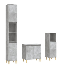 Ensemble de meubles de salle de bain 3 pcs gris béton