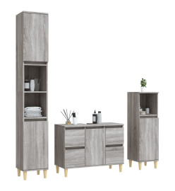 Ensemble de meubles de salle de bain 3 pcs Sonoma gris