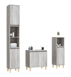 Ensemble de meubles de salle de bain 3 pcs Sonoma gris