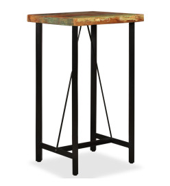 Ensemble de bar 3 pcs Bois massif recyclé et cuir véritable