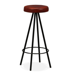 Ensemble de bar 3 pcs Bois massif recyclé et cuir véritable