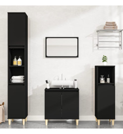 Ensemble de meubles salle de bain 3 pcs noir bois d'ingénierie