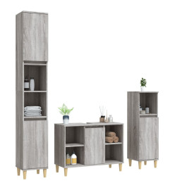 Ensemble de meubles de salle de bain 3 pcs Sonoma gris