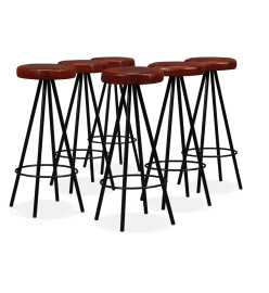 Ensemble de bar 7 pcs Bois d'acacia massif et cuir véritable