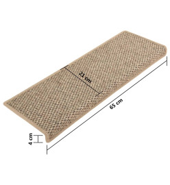 Tapis d'escalier autocollants 15 pcs 65x21x4 cm Beige foncé