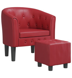 Fauteuil cabriolet avec repose-pied rouge bordeaux similicuir