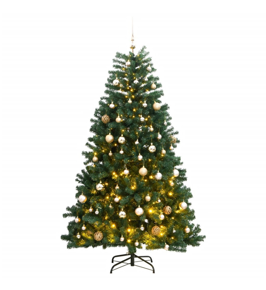 Sapin de Noël artificiel articulé 150 LED et boules 150 cm