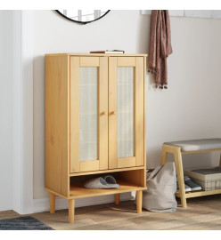 Armoire à chaussures SENJA aspect rotin marron bois massif