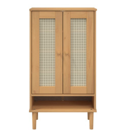 Armoire à chaussures SENJA aspect rotin marron bois massif