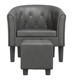 Fauteuil cabriolet avec repose-pied gris similicuir