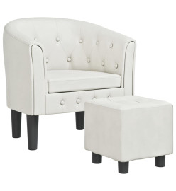 Fauteuil cabriolet avec repose-pied blanc similicuir