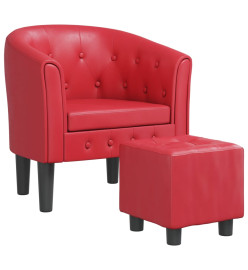 Fauteuil cabriolet avec repose-pied rouge similicuir