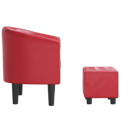 Fauteuil cabriolet avec repose-pied rouge similicuir