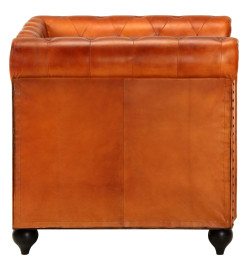 Fauteuil Chesterfield Brun roux Cuir véritable