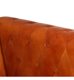 Fauteuil Chesterfield Brun roux Cuir véritable