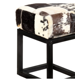 Banc 110 cm Noir Patchwork Cuir véritable de chèvre