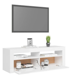 Meuble TV avec lumières LED blanc brillant 120x35x40 cm