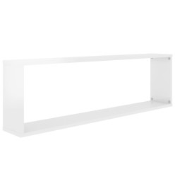 Étagères cube murales 2pcs Blanc brillant 100x15x30cm Aggloméré