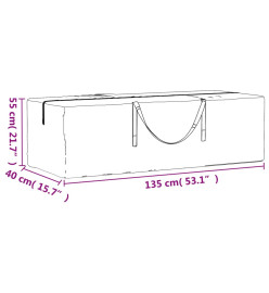 Sac de rangement pour coussins de jardin noir 135x40x55 cm PE