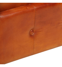 Canapé Chesterfield à 2 places Brun roux Cuir véritable