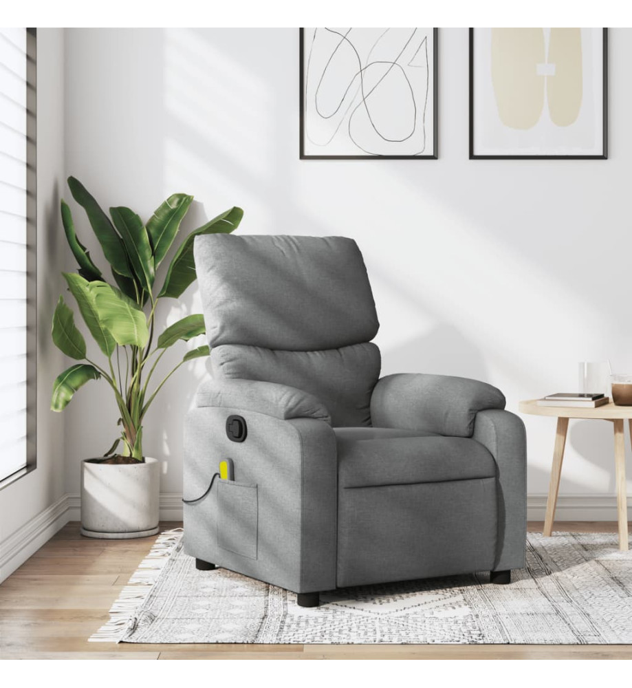 Fauteuil de massage inclinable Gris clair Tissu