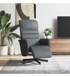 Fauteuil inclinable avec repose-pieds gris similicuir