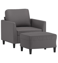 Fauteuil avec repose-pied Gris 60 cm Similicuir