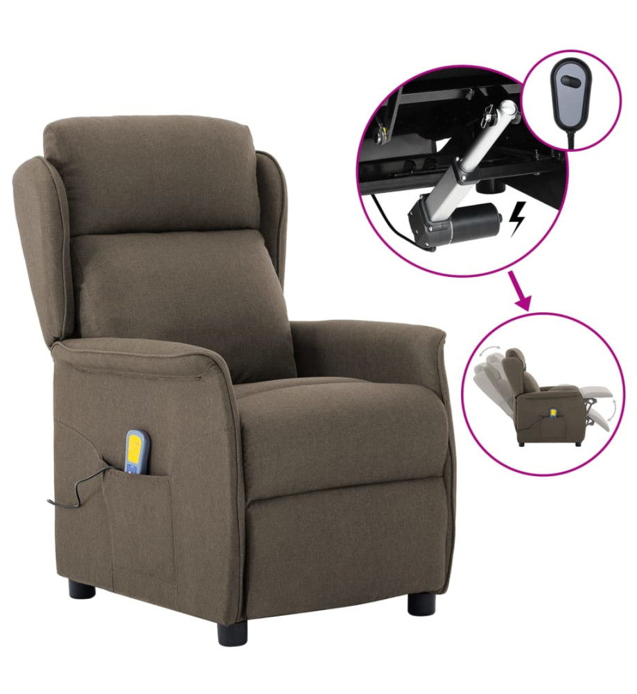 Fauteuil électrique de massage Taupe Tissu