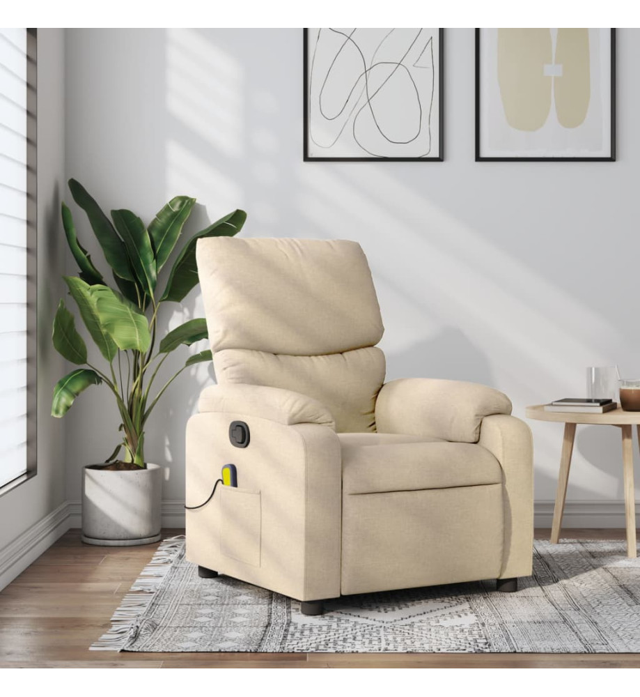 Fauteuil de massage inclinable Crème Tissu