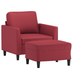 Fauteuil avec repose-pied Rouge bordeaux 60 cm Similicuir