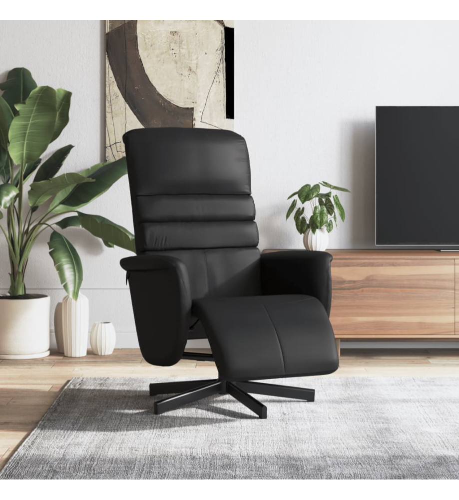 Fauteuil inclinable avec repose-pieds noir similicuir