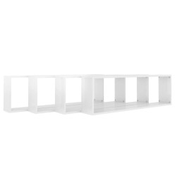 Étagères cube murales 4pcs Blanc brillant 100x15x30cm Aggloméré